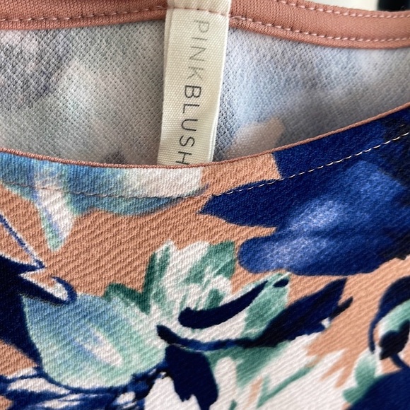 Mauve & Blue Rose Floral Fitted Maternity Dress by PinkBlush. - Picture 4 of 4